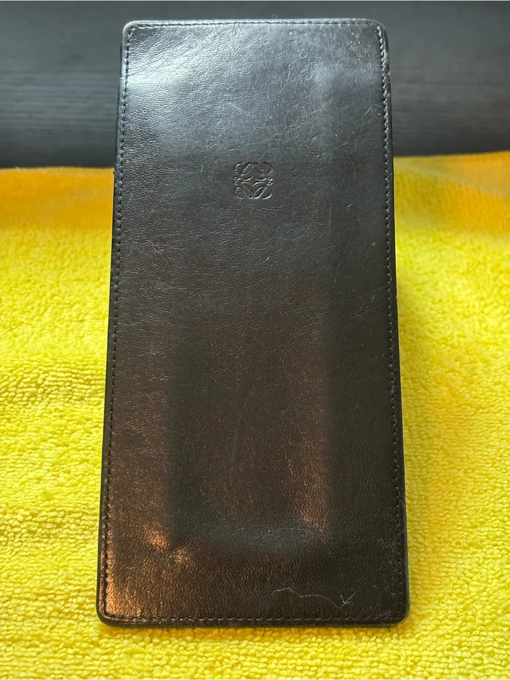Authentic Vintage LOEWE Anagram Smooth Leather Glasses Case Sleeve – Black